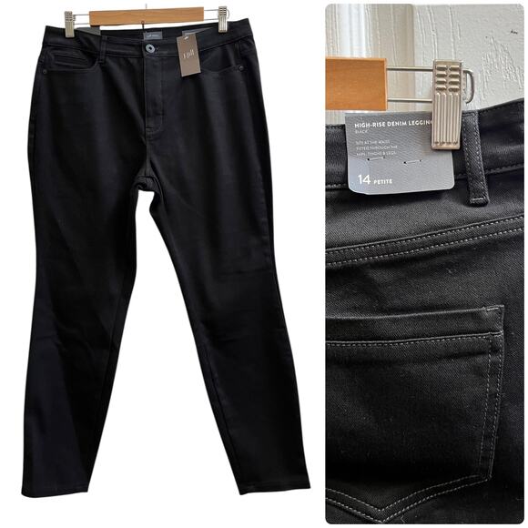 J Jill Denim New Black Premium Flex High Rise Leggings Jeggings Petite Size 14 - Picture 1 of 10